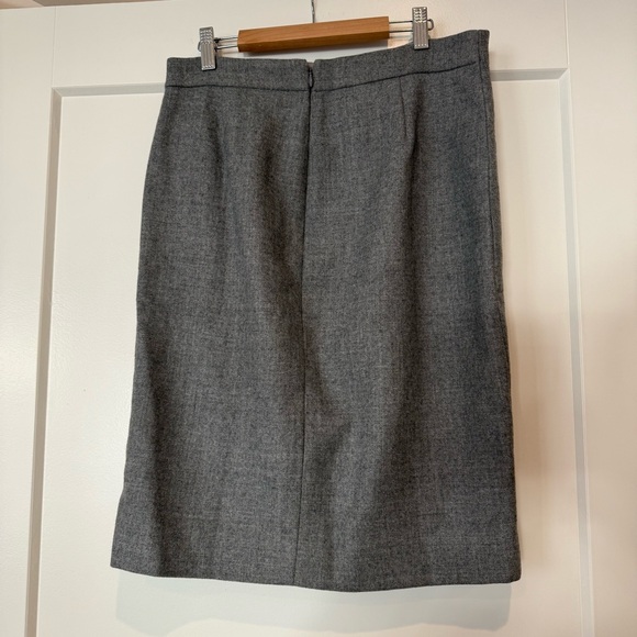 J Crew Gray Wool Black Velvet Bow Pencil Skirt - Picture 2 of 5